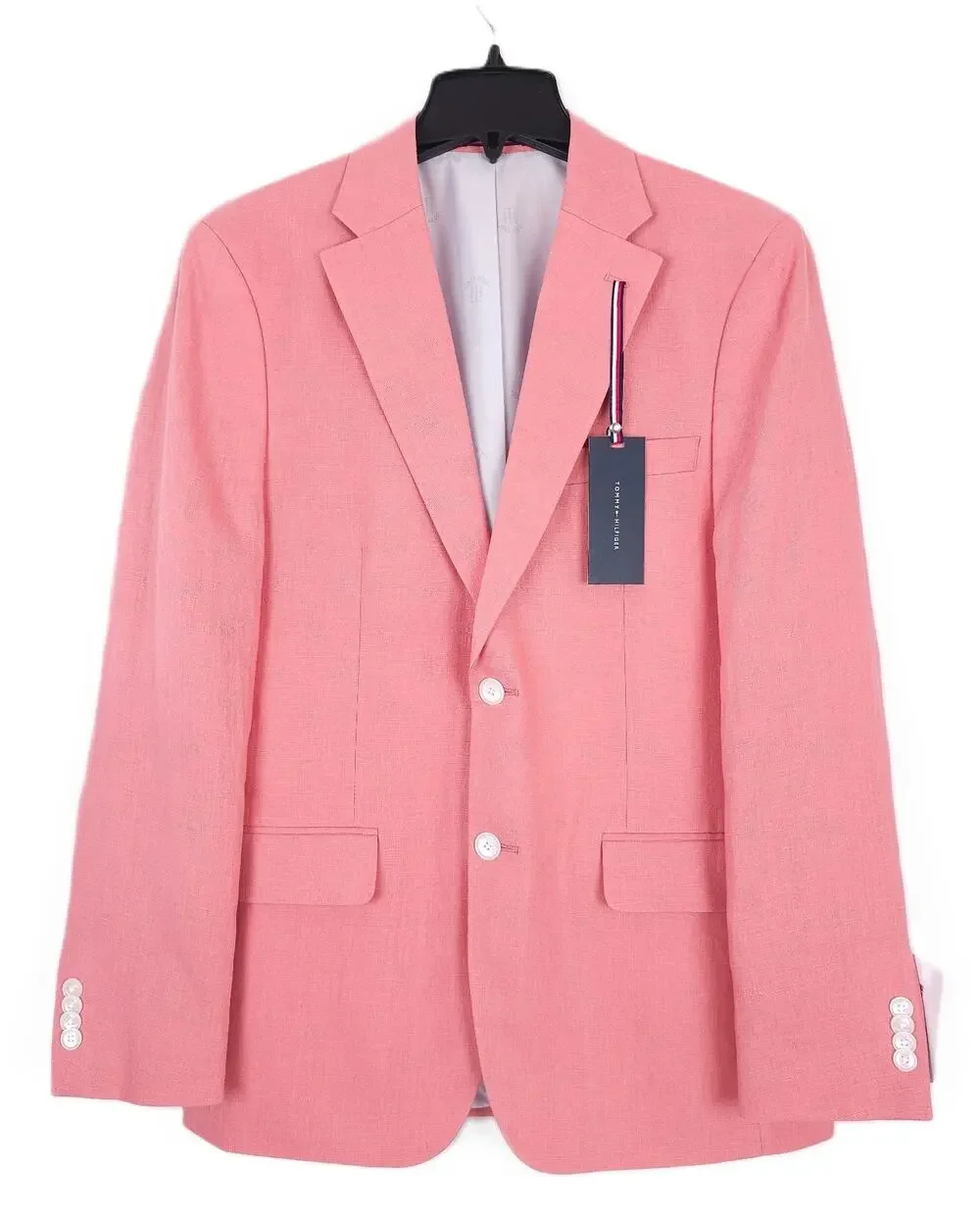 Tommy Hilfiger Mens Modern Fit Linen Sport Coat Blazer 36S Light Red *Defect*